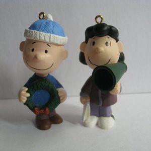 Hallmark Keepsake 2 Peanuts Christmas Ornaments - Lucy & Charlie Brown 2000